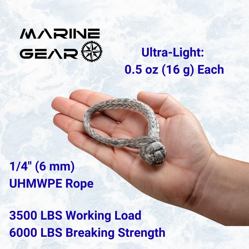 Soft Shackles Set of 2 - 3.5" UHMWPE for Sailboats & Marine Use