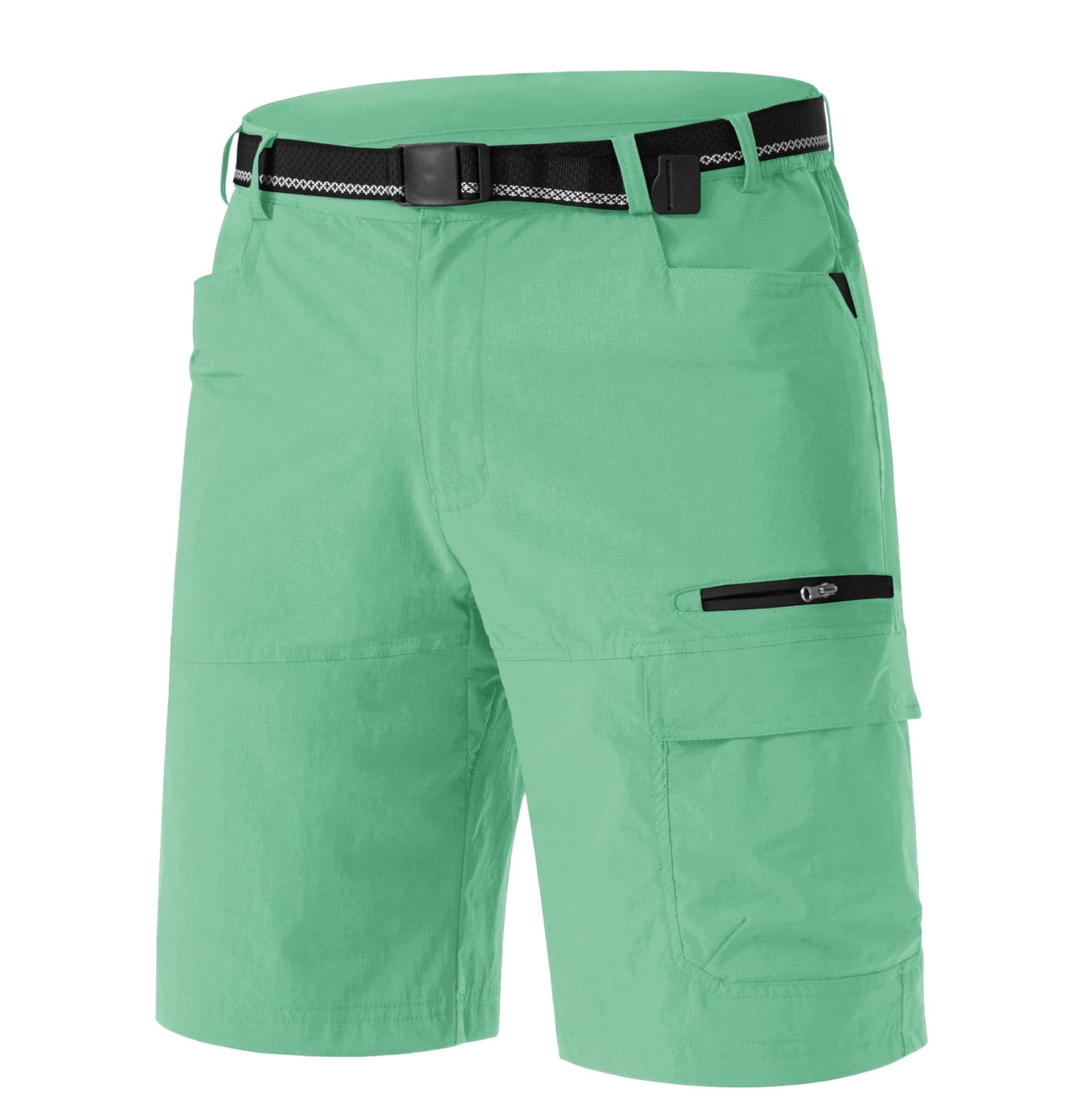 TACVASEN Mens Dress Shorts Golf Outdoor Lightweight Quick Dry Summer Casual Hiking Cargo Shorts with Zipper Pockets Mint Green 30
