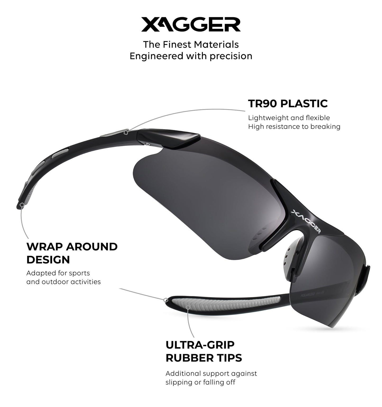 Xagger Kids Youth Polarized Sports Sunglasses for Boys Girls Baseball Softball Glasses TR90 Frame