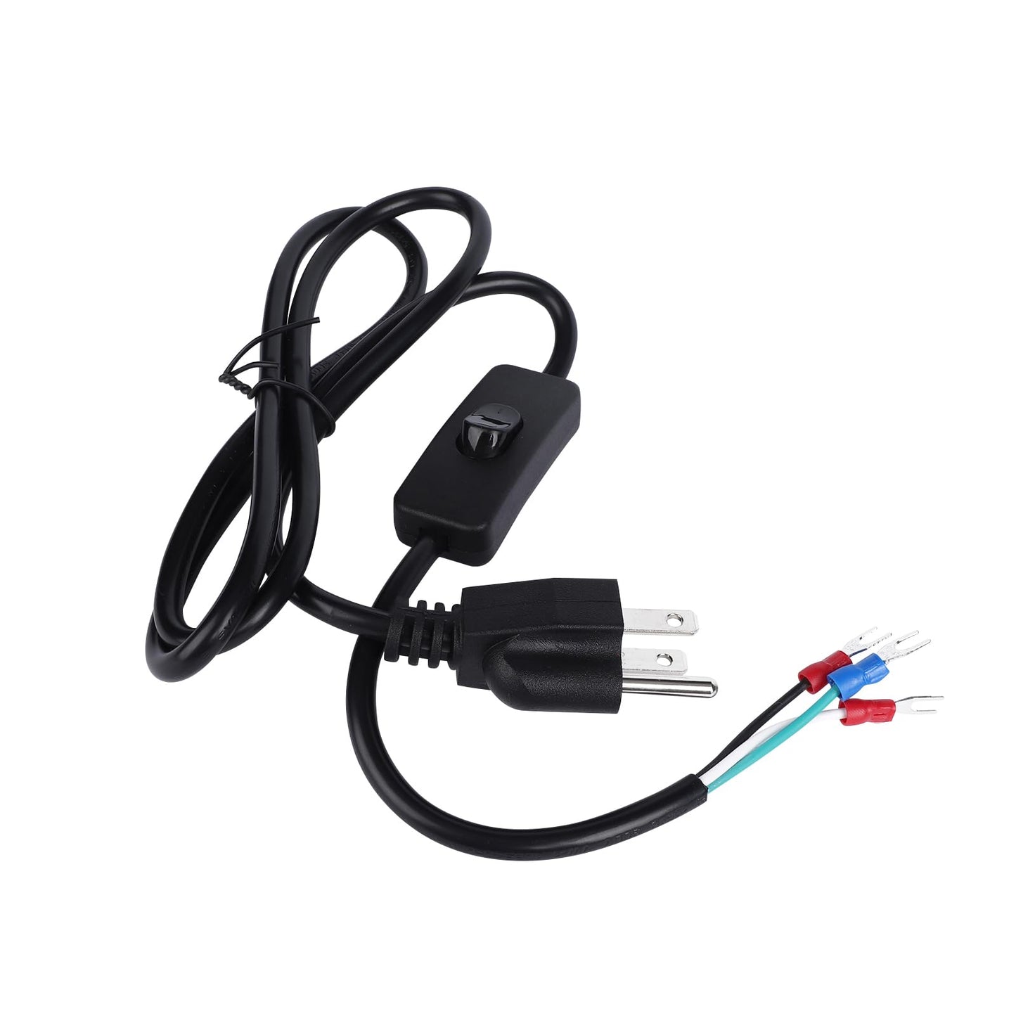 DROK 4FT Power Cable 3 Prong Grounding Plug, AC Power Cord Extension Cord with Switch On/Off and Fork Terminal Connectors, AC/DC Adapter 18 AWG for Electrical Testing, AC to DC Converter 110V to 12V