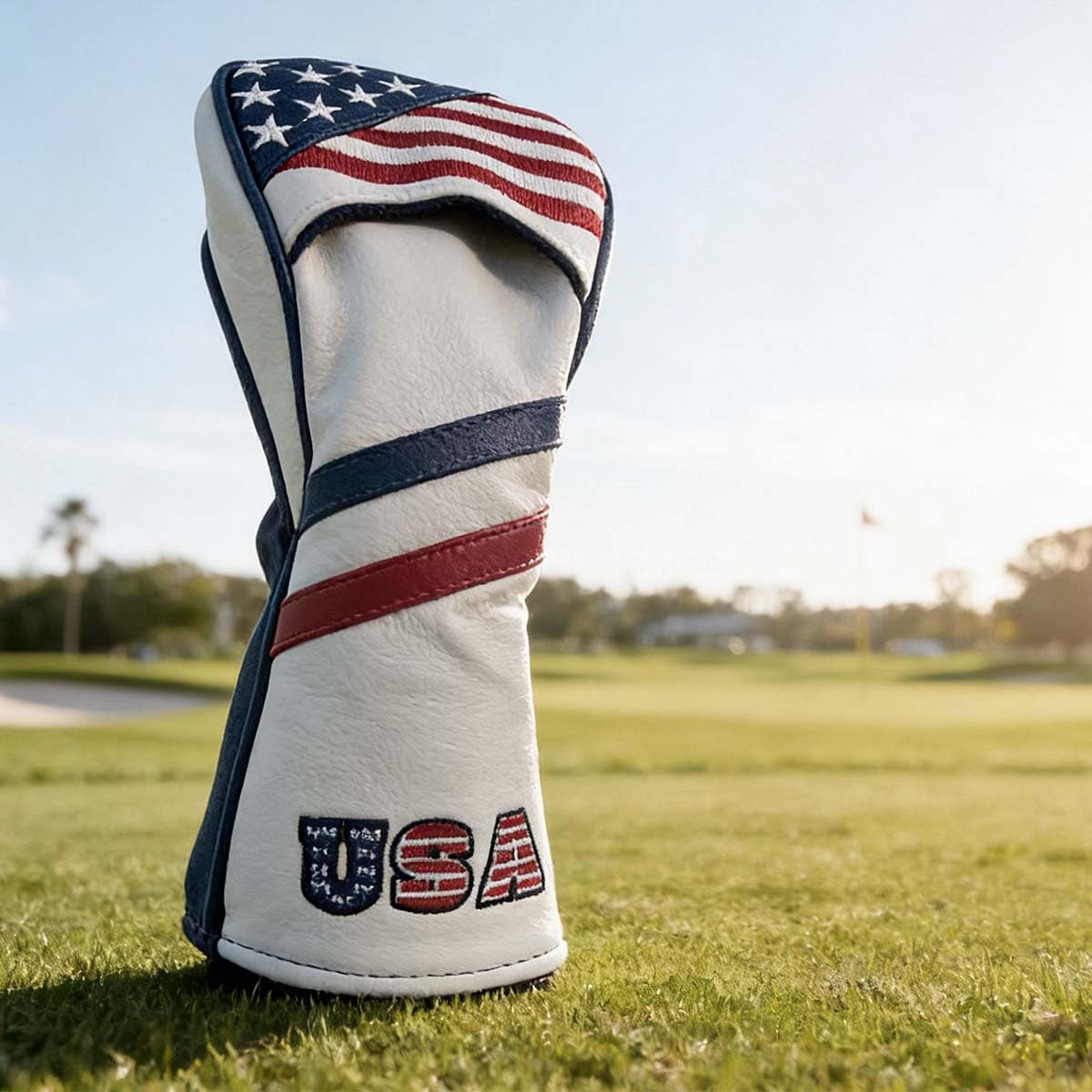 GOOACTION USA Golf Club 3 5 Fairway Wood Headcover American Stars and Stripes Flag Synthetic Leather Patriotic Head Covers Protector