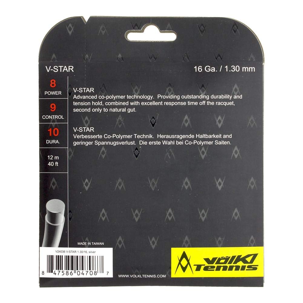 Volkl V-Star | Tennis Racquet String | Spin & Control | Smooth Finish Co-Polymer String
