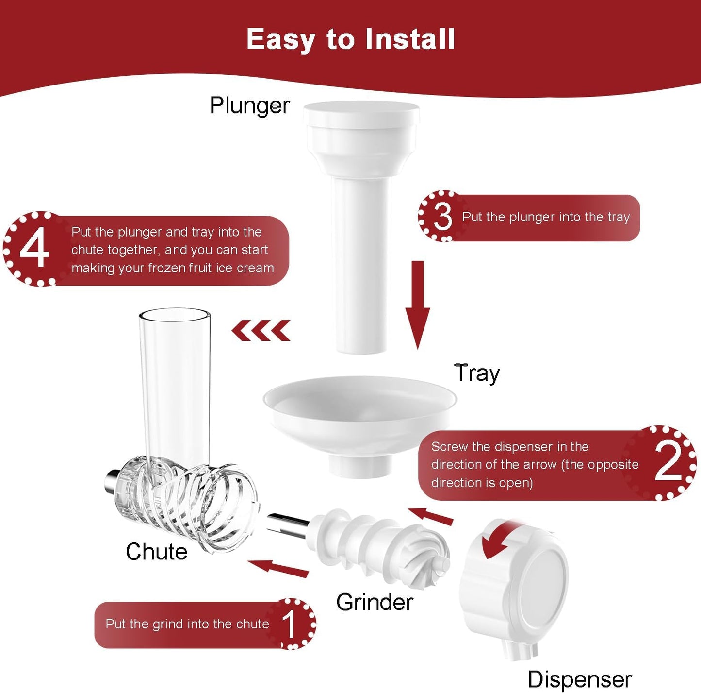 Ice Cream Maker Attachment for KitchenAid Mixer - 2 Quart Bowl for Yogurt, Sorbet & Gelato