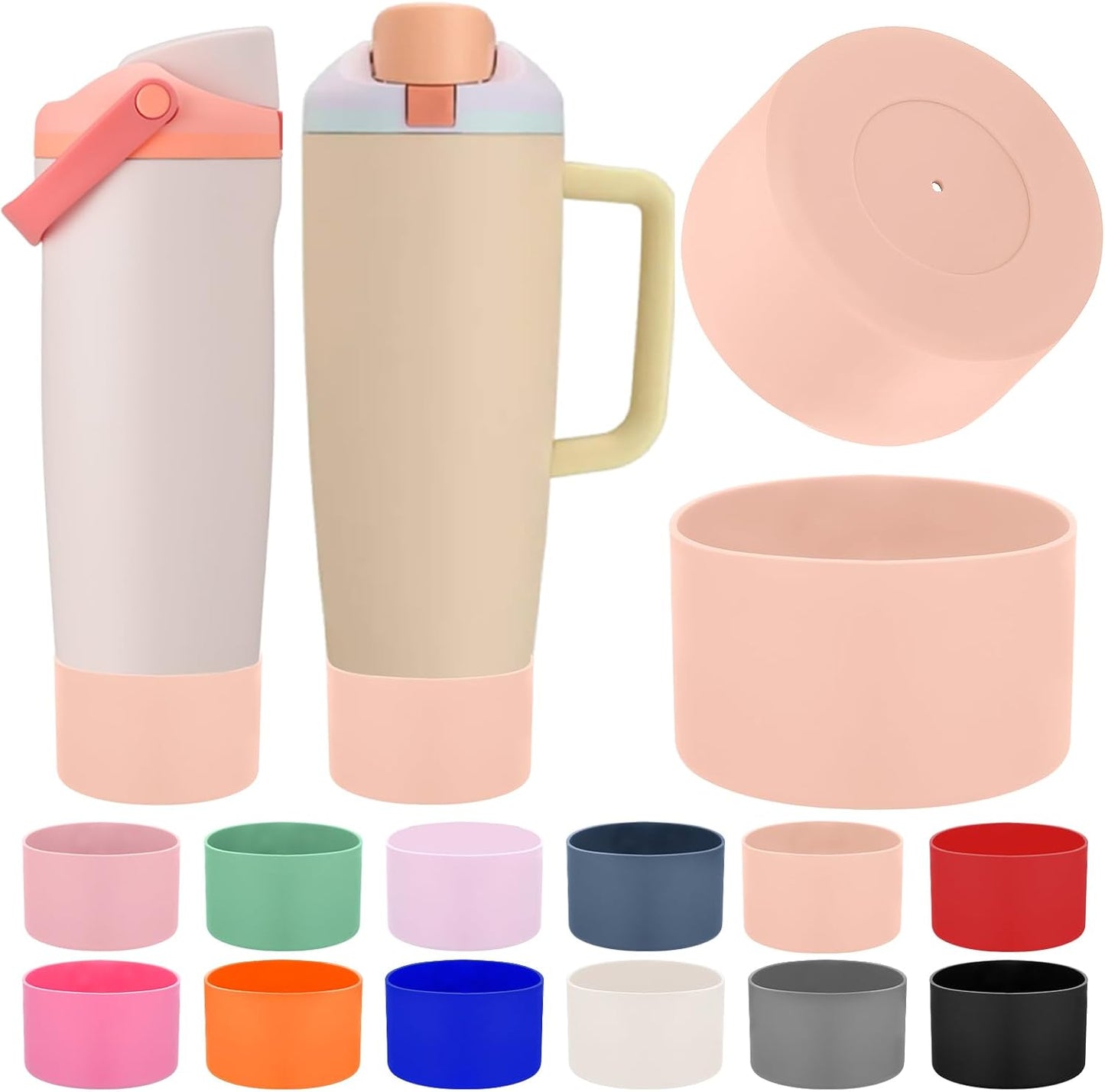 Mity Rain Silicone Protective Boots for Owala 30oz & 40oz FreeSip Sway Bottles - Light Peach, Enhances Stability & Prevents Scratches