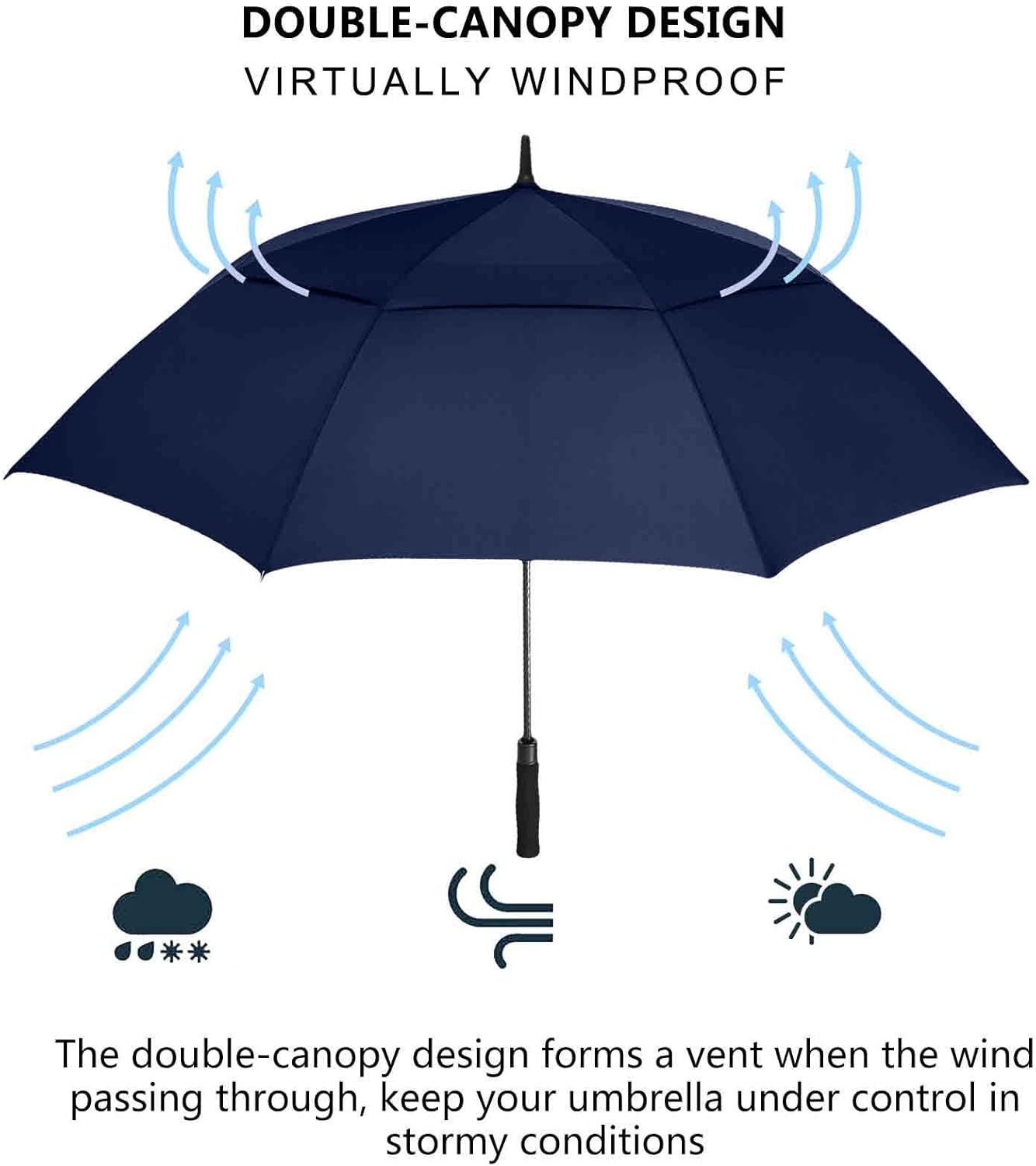 SIEPASA Golf Umbrella - Large 62/68/72 Inch Automatic Open | Windproof, Waterproof Double Canopy Design