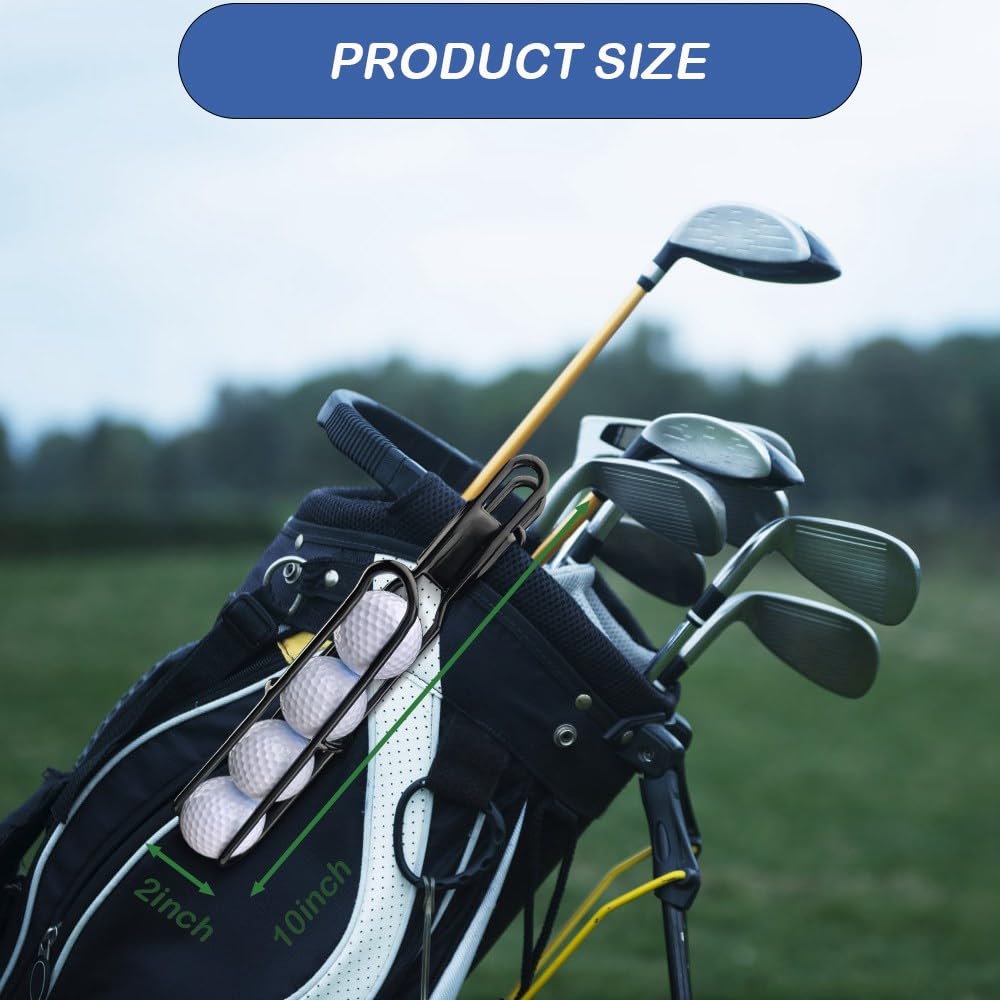 Golf Ball Holder - BUMOVE Portable Golf Club Bag Accessories - Holds 4 Golfs Balls, Easy Attachment to Bag or Cart (Black)
