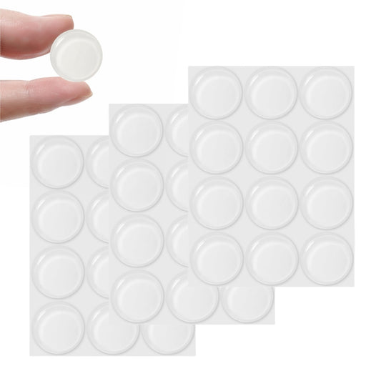 Glass Table Top Anti Slip Pads - Furnigear 3/4" Glass Table Top Bumpers Grippers Non Slip Sticker Self Adhesive Rubber Pad Feet for Cutting Board, Furniture, Laptop, Under Glass - Round Clear 36 Pcs