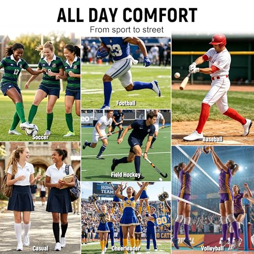 Knee High Soccer Socks for Baseball & Softball - 2 Pairs, White