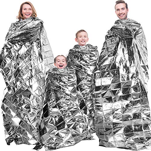 4 Pcs Emergency Thermal Blankets - Foil Heat Sheets