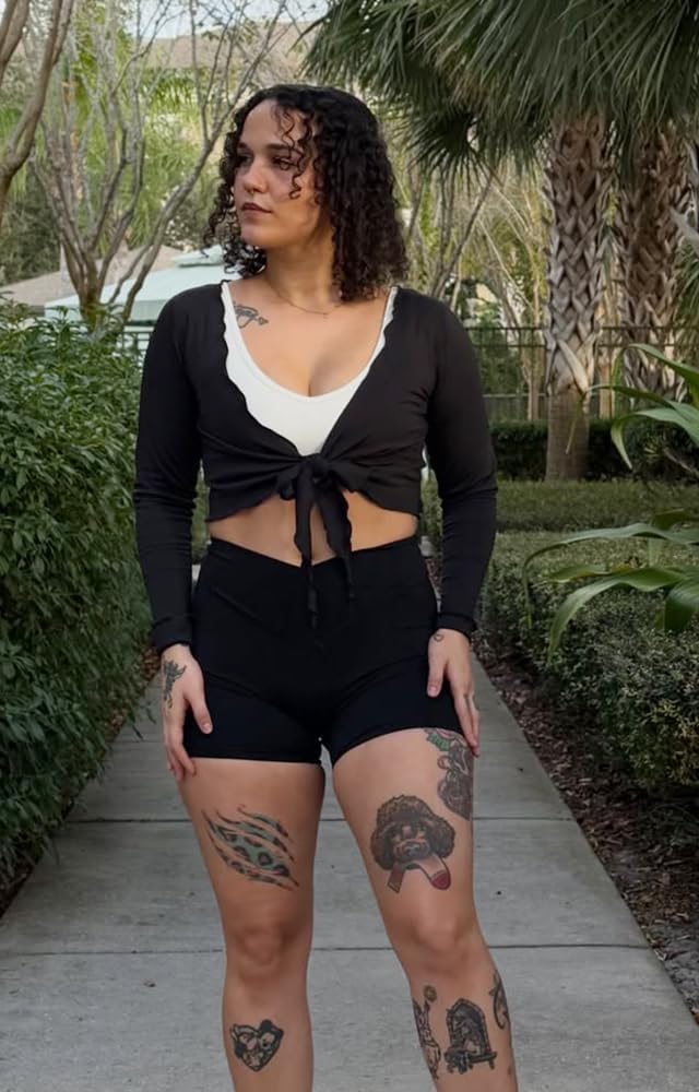 Aoxjox Trinity Workout Biker Shorts - High-Waisted Tummy Control for Women | 6" Crossover Design