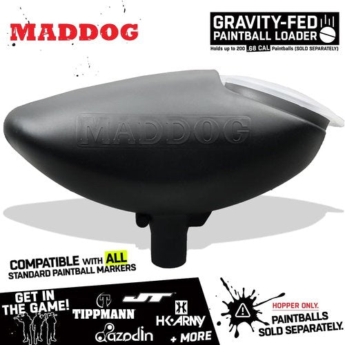Maddog 200 Round Paintball Loader - .68 Cal Gravity-Fed Hopper | Essential Paintball Marker Accessory