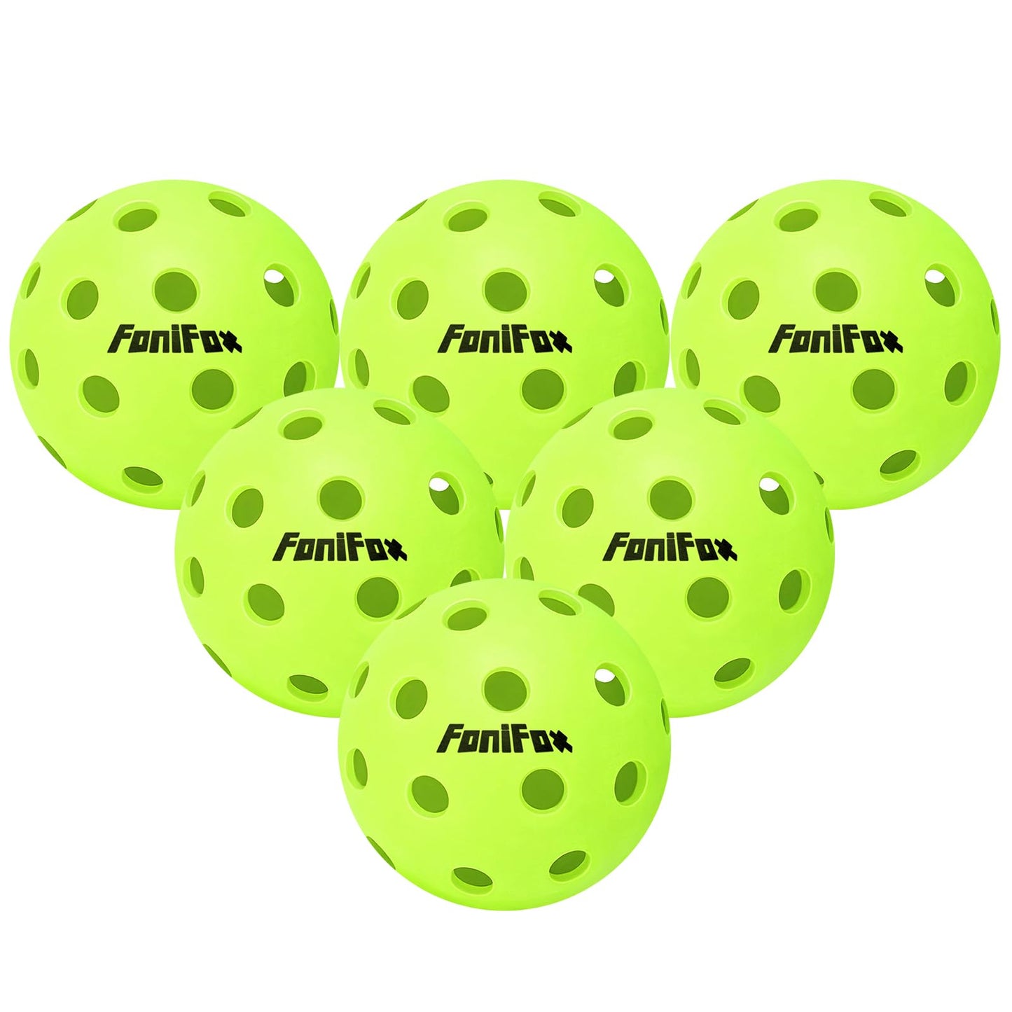 Foni Fox Pickleball Balls, 3/6 Pack 40 Holes, High Visibility & Bounce, Durable for All Skill Levels (6)