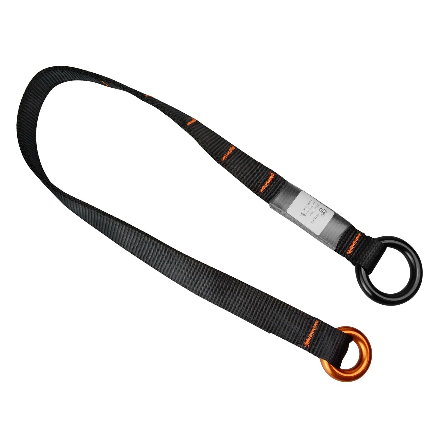 TFTICFH Friction Saver, 23kN Cambium Saver Retrievable Anchor, Climbing Rope Loop Belt Sling with Two 25kN Aluminum Rings for Arborist Tree Climbing Rappeling, 35.4 in, 90cm, Black