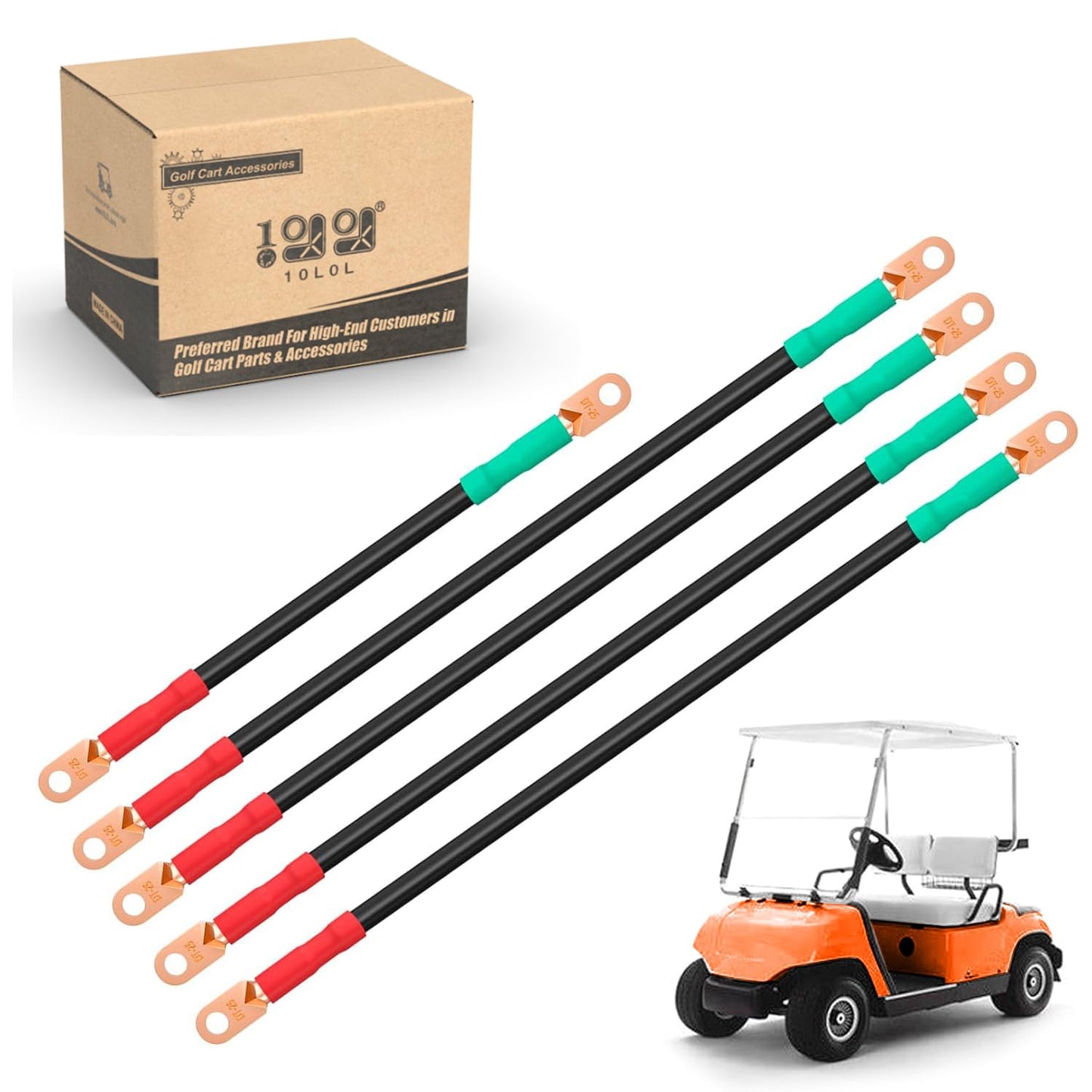 10L0L Golf Cart G22 Battery Cables 48V for Yamaha G22 Golf Cart, 4 Gauge 5 PC Golf Cart Battery Cable Kit - 5 Pack