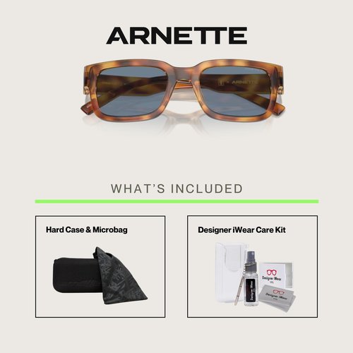 ARNETTE Big Flip AN4343 29562V 52MM Dark Havana/Dark Blue Polar Polarized Rectangle Sunglasses for Men +BUNDLE with ACCESSORY EYEWEAR KIT