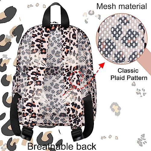 BTOOP Mini Clear Backpack for Stadium 12x9x5 in Light Leopard, Fits 12x12x6 Bags