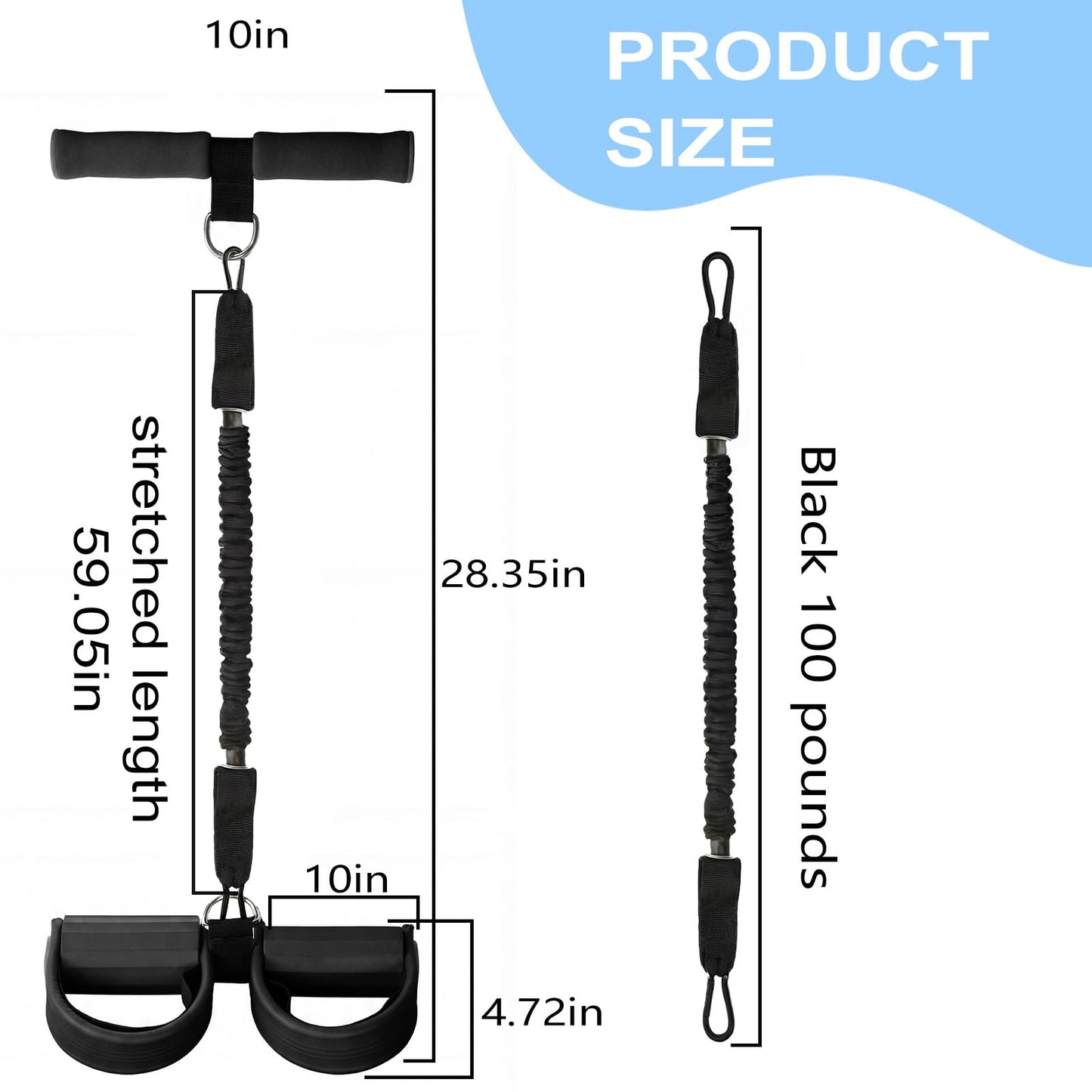 Upgraded Pedal Resistance Band with Handle - Fashion Puller Exercise Tool, Thickened Built-in Latex Tube Pedal Resistance Device & Soft Nitrile Rubber Anti-Slip Footrest for The Core/Arms (Black)