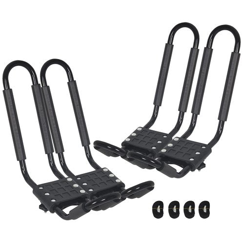 HECASA Universal J-Bar Rack Kayak Roof Rack Top Mount Crossbar Carrier Canoe SUP Surfboard Ski Board Top Mount Crossbar Car SUV Truck 2 Pair