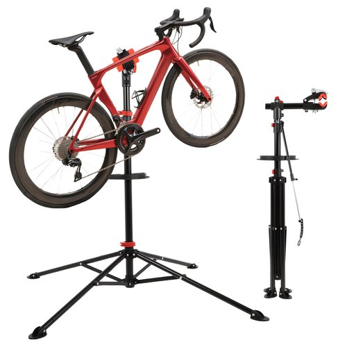 FAHKNS Bike Repair Stand: Heavy-Duty Telescoping Bicycle Repair Stand with Tool Tray, Rotating Clamps, and Adjustable Handlebar Rod