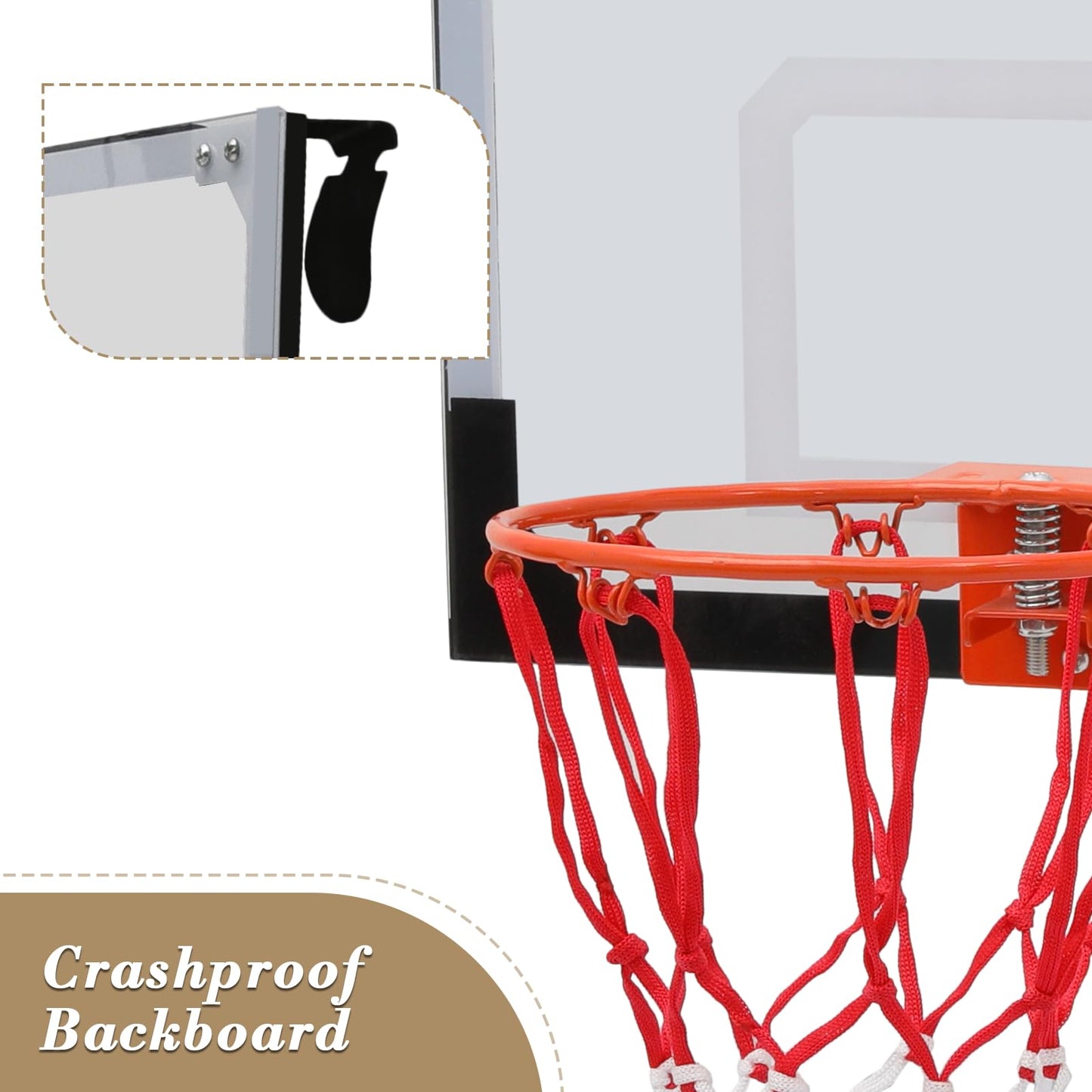 Athena Collection Mini Basketball Hoop Indoor, Over The Door Small Basketball Hoop Backboard with 1 Balls and Pump for Youth and Adults Great for Home Office Dorm Gifts, White