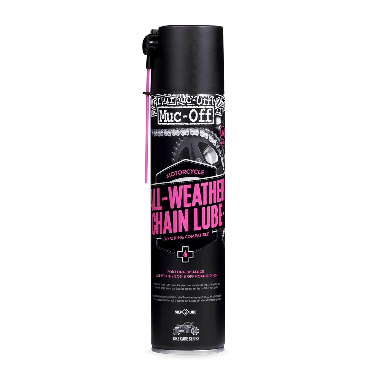 Muc Off All-Weather Motorcycle Chain Lube - Premium 400ml Motorbike Chain Lubricant Spray
