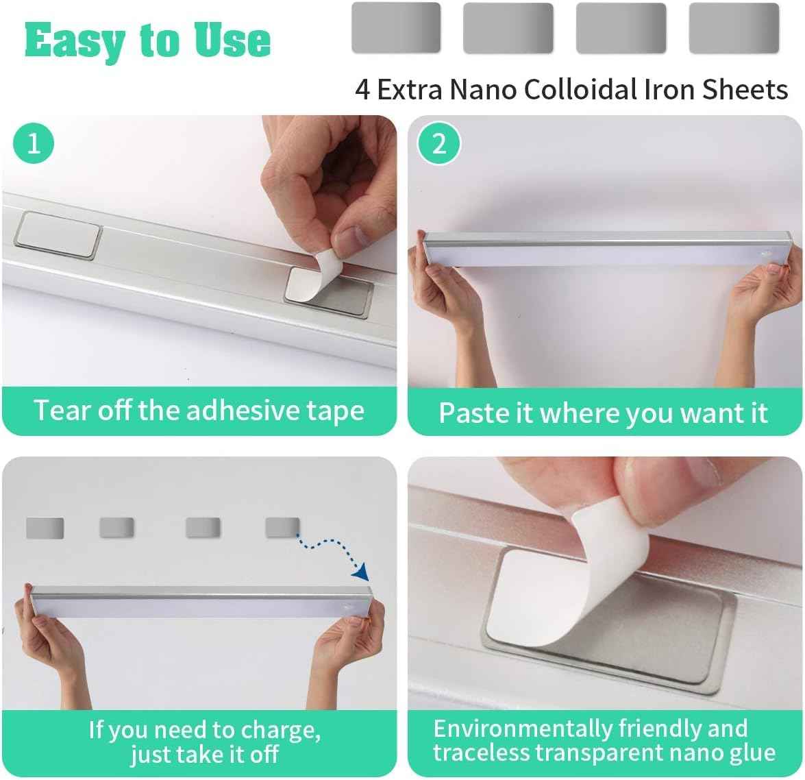 DESUNLUX Battery Powered Operated Closet Lights Motion Sensored Activated Rechargeable Under Counter Cabinet Lighting Wireless Indoor Magnetic Lights for Closets,Kitchen,Hallway,Wardrobe,Stairs,Pantry