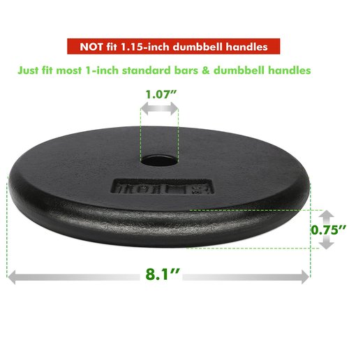A2ZCARE Standard Cast Iron Weight Plates 1-Inch Center-Hole for Dumbbells, Standard Barbell 1.25, 2.5, 5, 10, 15, 20 lbs (10lbs (Single))