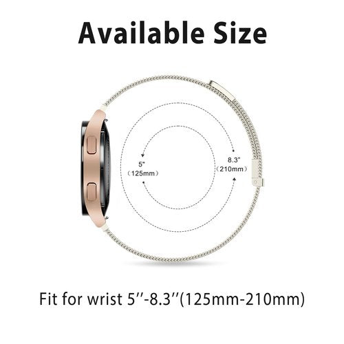 Meliya Metal Band for Amazfit Helio/Bip 6/Bip 5/GTR 4/GTR 3 Pro/3/2/2e/47mm/Balance Watch Band Women Men, 22mm Stainless Steel Metal Loop Replacement Straps for Garmin Venu 3/2/Vivoactive 4 (Starlight)