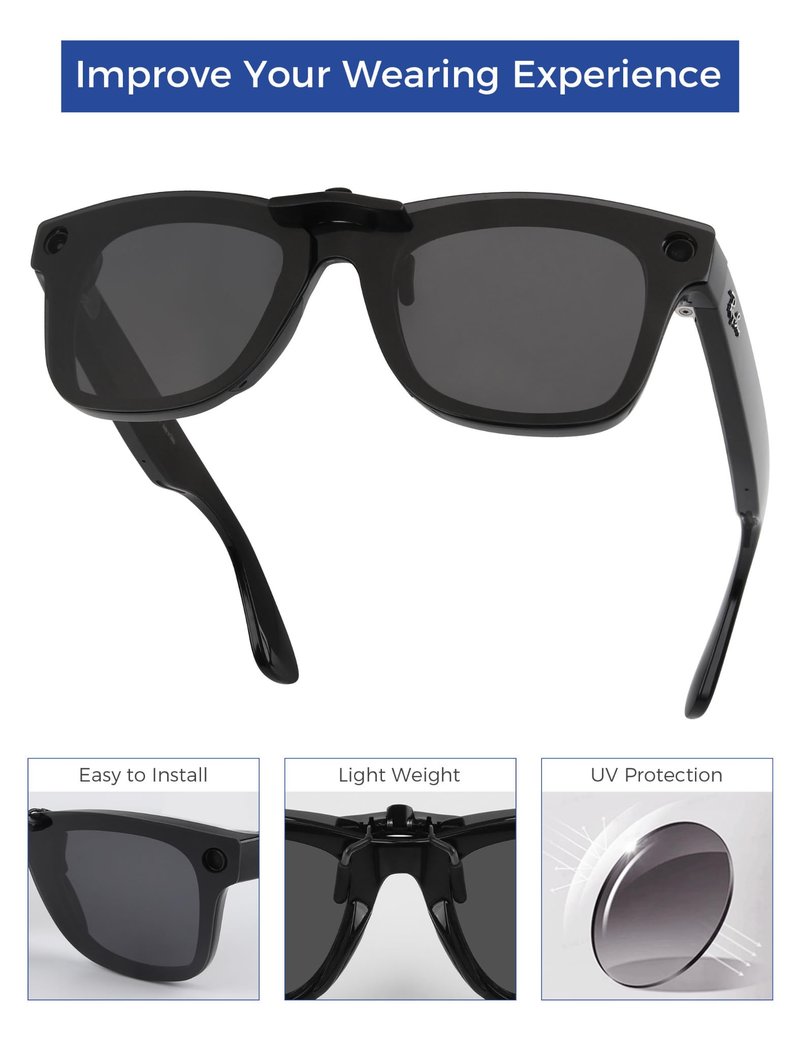 HILEEN Polarized Clip-on Sunglasses for Ray-Ban Meta Wayfarer RW4008 & Gen 2 RW4012 Large 53-22 for Men Women UV Protection-Black+Fire Red+Ice Blue