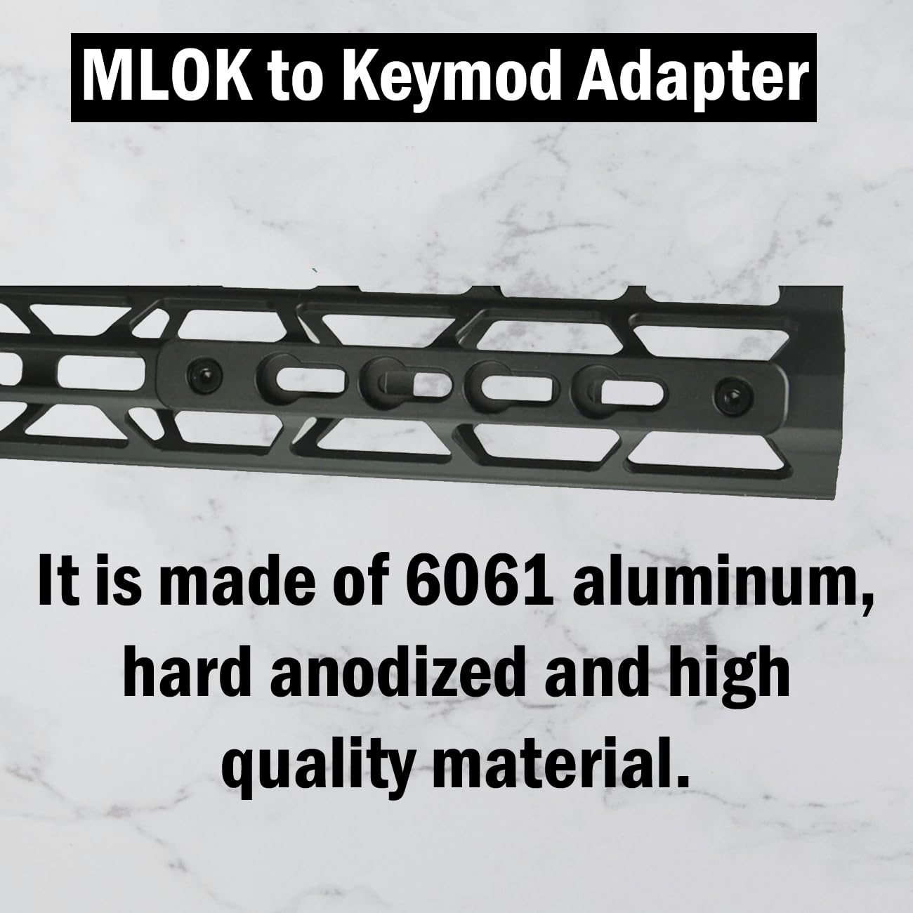 Gotical 1-Pack 5 Inch Sl M-LOK to Keymod Adapter-Keymod Rail Section M-Lok to Key mod Converter Alumiuym Matte Black.