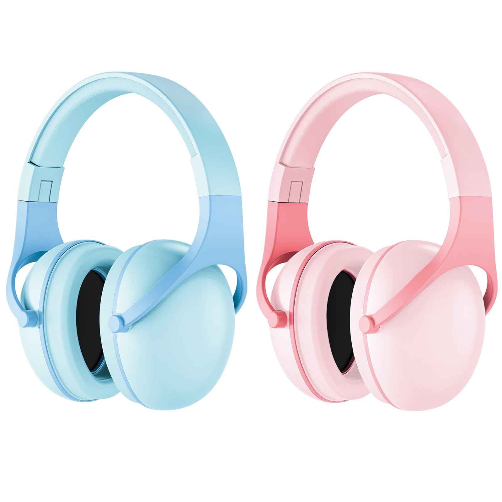 ProCase 2 Pack Noise Cancelling Headphones for Kids, Kids Ear Protection for Monster Jam Truck, Hearing Protection Noise Reduction Earmuffs for Sensory Autism Toddler Children -Pink & Skyblue