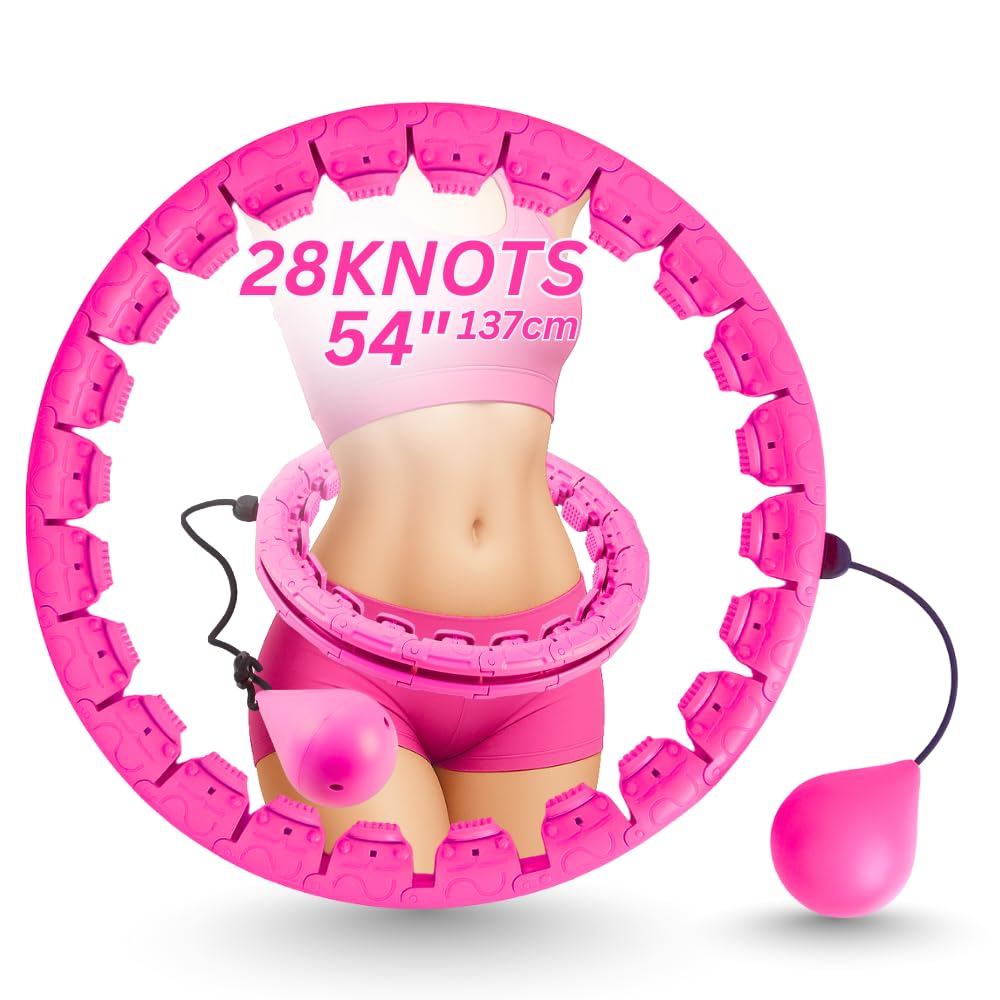 Infinity Hoop for Adults Weight Loss - 2 in 1 Adjustable Weighted Hula Hoop Plus Size with 28 Detachable Links, Massage & Exercise Hula Hoop for Smart Fitness Workout, Suitable for Women and Beginners