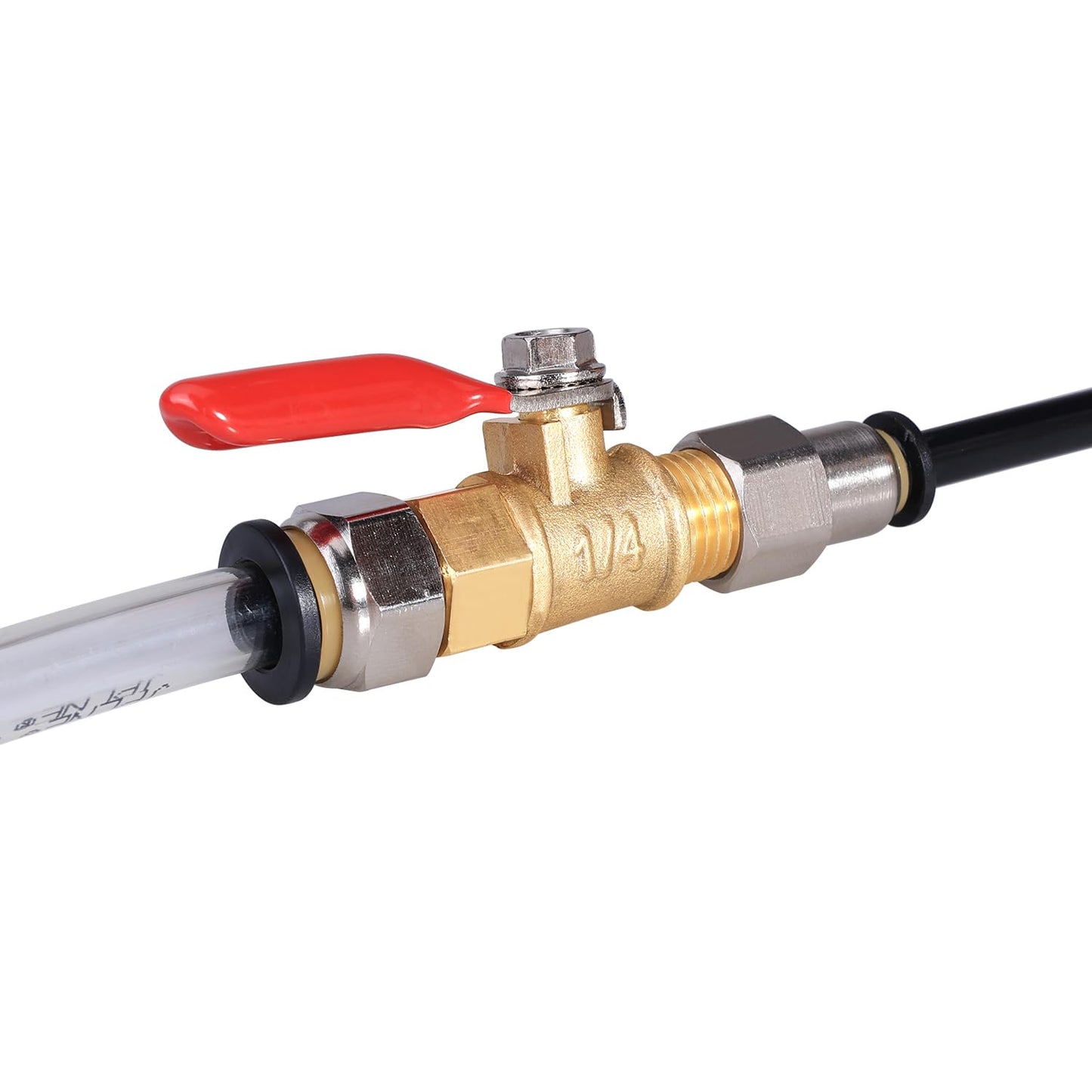 YELUN 1/4 Inch Valve Npt Air Compressor Brass Heavy Duty Valve Male and Female Shut off Switch 1/4 NPT Thread Pipe Fitting (Male x Female 3PCS)