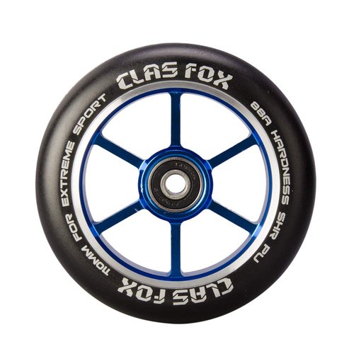 CLAS FOX 110mm One Pair Pro Stunt Scooter Wheels with ABEC-9 Bearings CNC Metal Core (2pcs) (Black PU Blue Core)