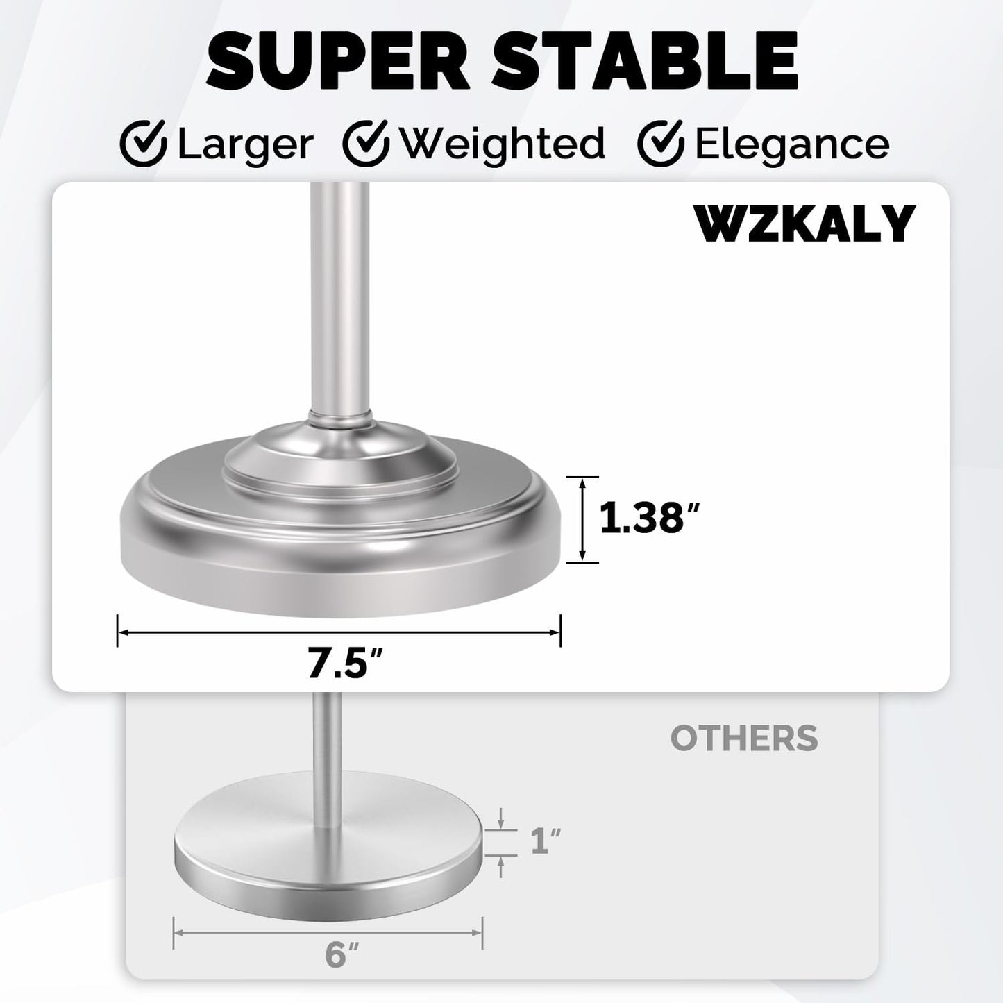 Brushed Nickel Free Standing Toilet Paper Holder with Pivoting Design & Weighted Base