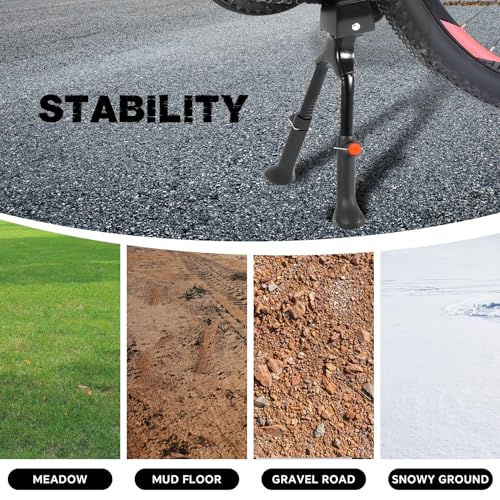 Adjustable Bike Kickstand with Double Legs - Aluminum Alloy Bicycle Kick Stands for 22-26 Inch Adult Bike, Road Bikes and Electric Bike
