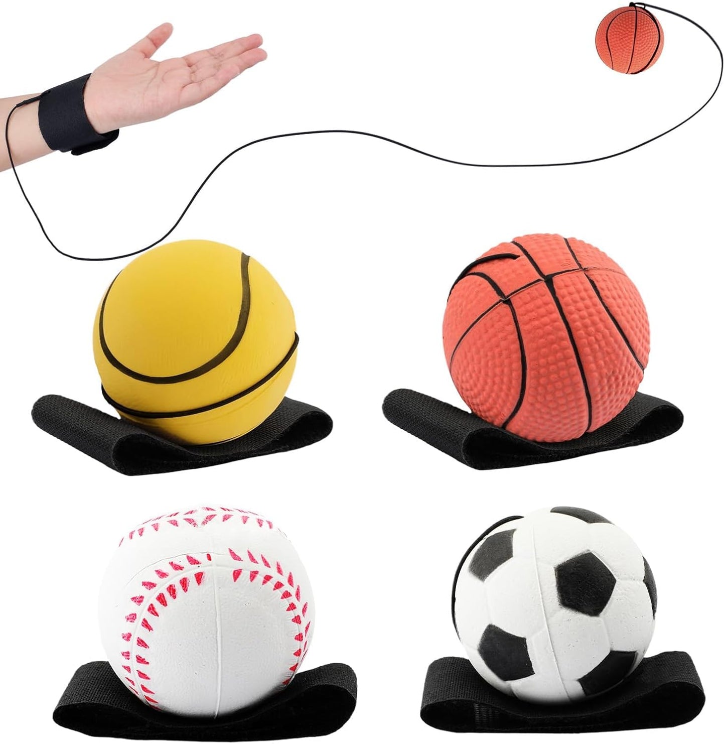SAYAYA Wrist Return Ball - 2.36 Inches Rebound Sport Balls for Baseball, Soccer & Tennis | Fun Exercise for Kids & Adults