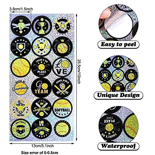 540 Pcs Softball Sports Stickers - Assorted Designs for Parties