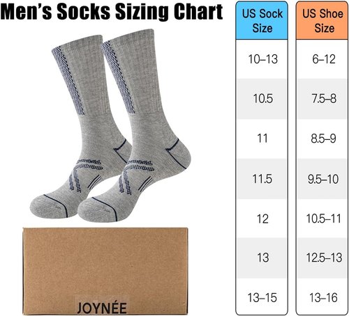 JOYNÉE Men's Athletic Crew Socks - Cushioned Comfort with Arch Support | 12 Pairs for Sports & Running