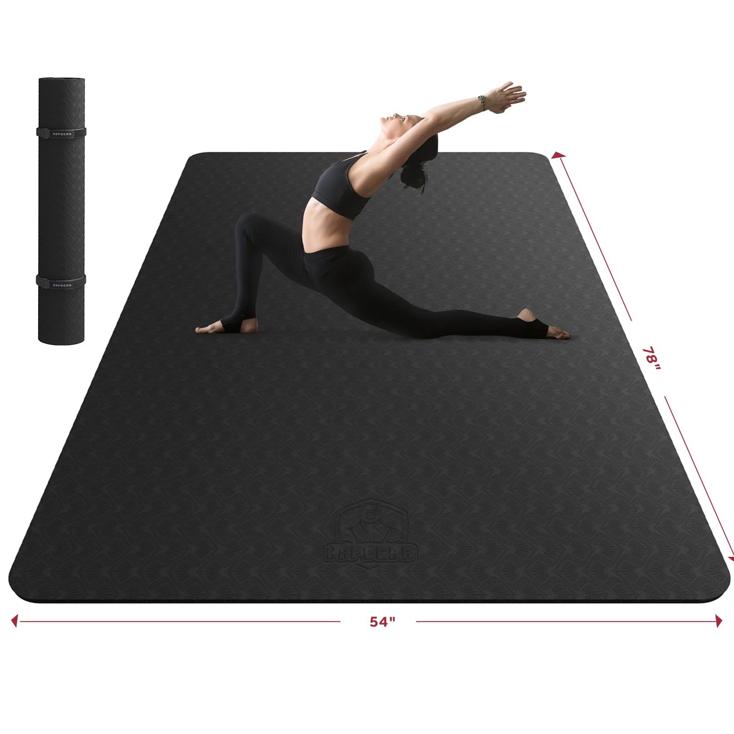 HAPBEAR Extra Large Yoga Mat 72"x48"x6mm (1/4 inch), Non-Slip, Durable,Thick Wide Exercise Mat for Home Workouts, Yoga, Pilates, Stretching Floor & Fitness Workouts