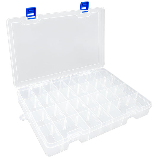 DUOFIRE Plastic Organizer Storage Box, Adjustable Divider 34 Grids, 1 Pack