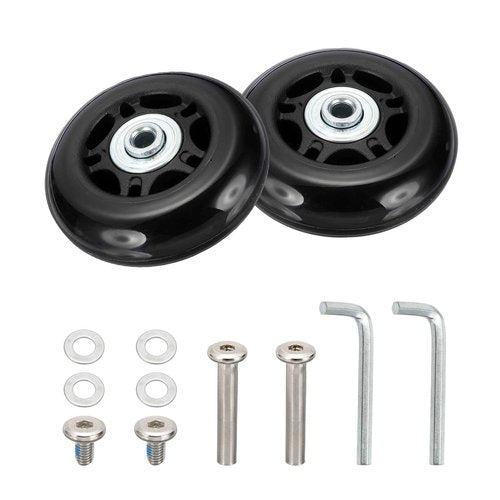 MECCANIXITY Luggage Wheels Replacement 68x24mm PU Suitcase Wheels Repair Kit Smooth Trolley Replacement Swivel Caster for Inline Skate Trolley Bag (Black, Pack of 4)