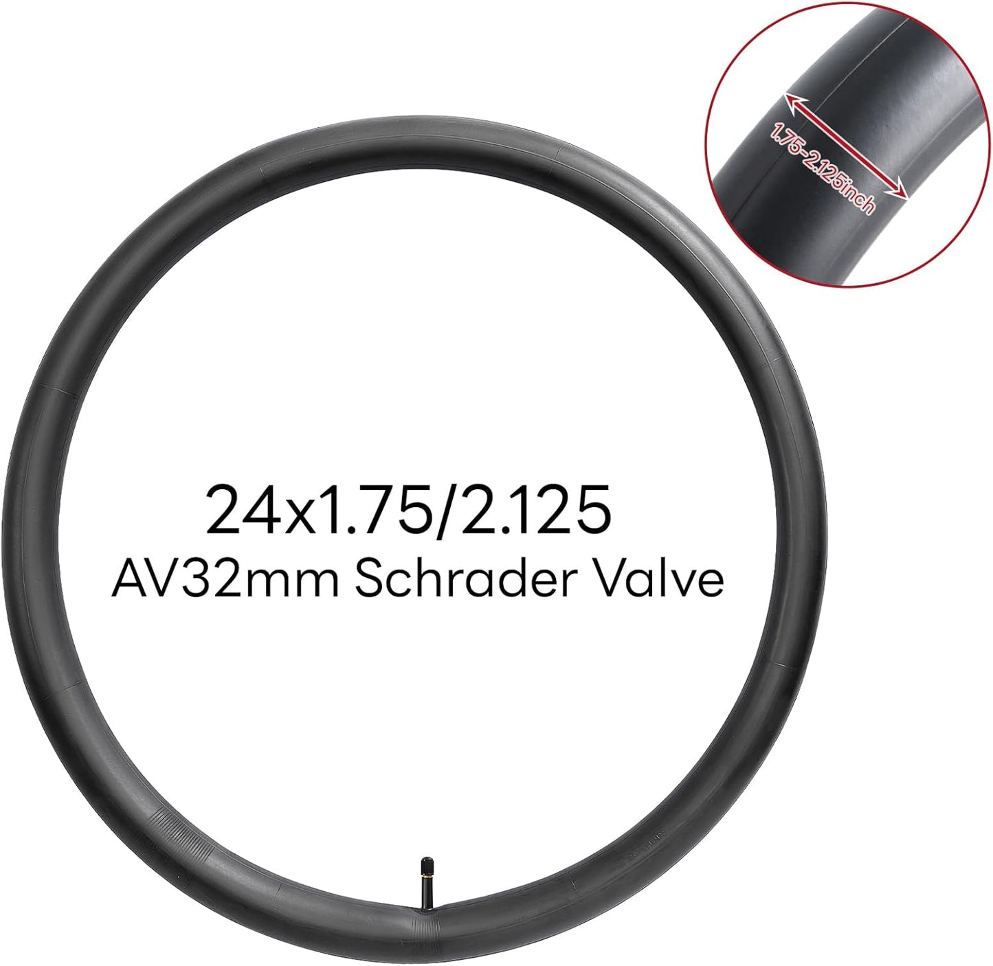 Reliable 24" Bike Tubes - 2 Pack of 24 x 1.75-2.125 Inner Tubes with AV32mm Schrader Valve for All Cycling Types