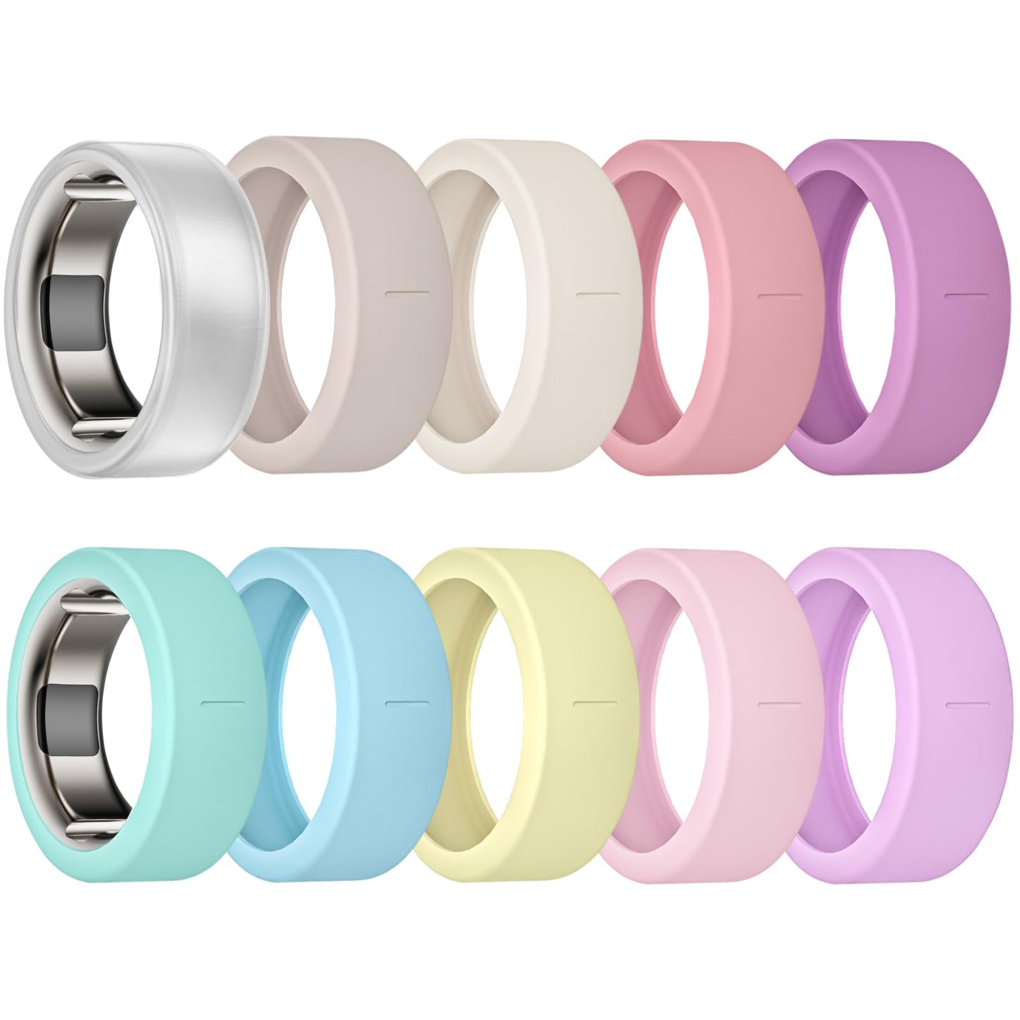 10 Pack Covers Compatible with Oura Ring Gen 4/Gen 3, Anti-Scratch Elastic Silicone Smart Ring Protector for ULTRAHUMAN Ring AIR/RingConn Gen 3/Gen 2/Gen 2 Air Cover