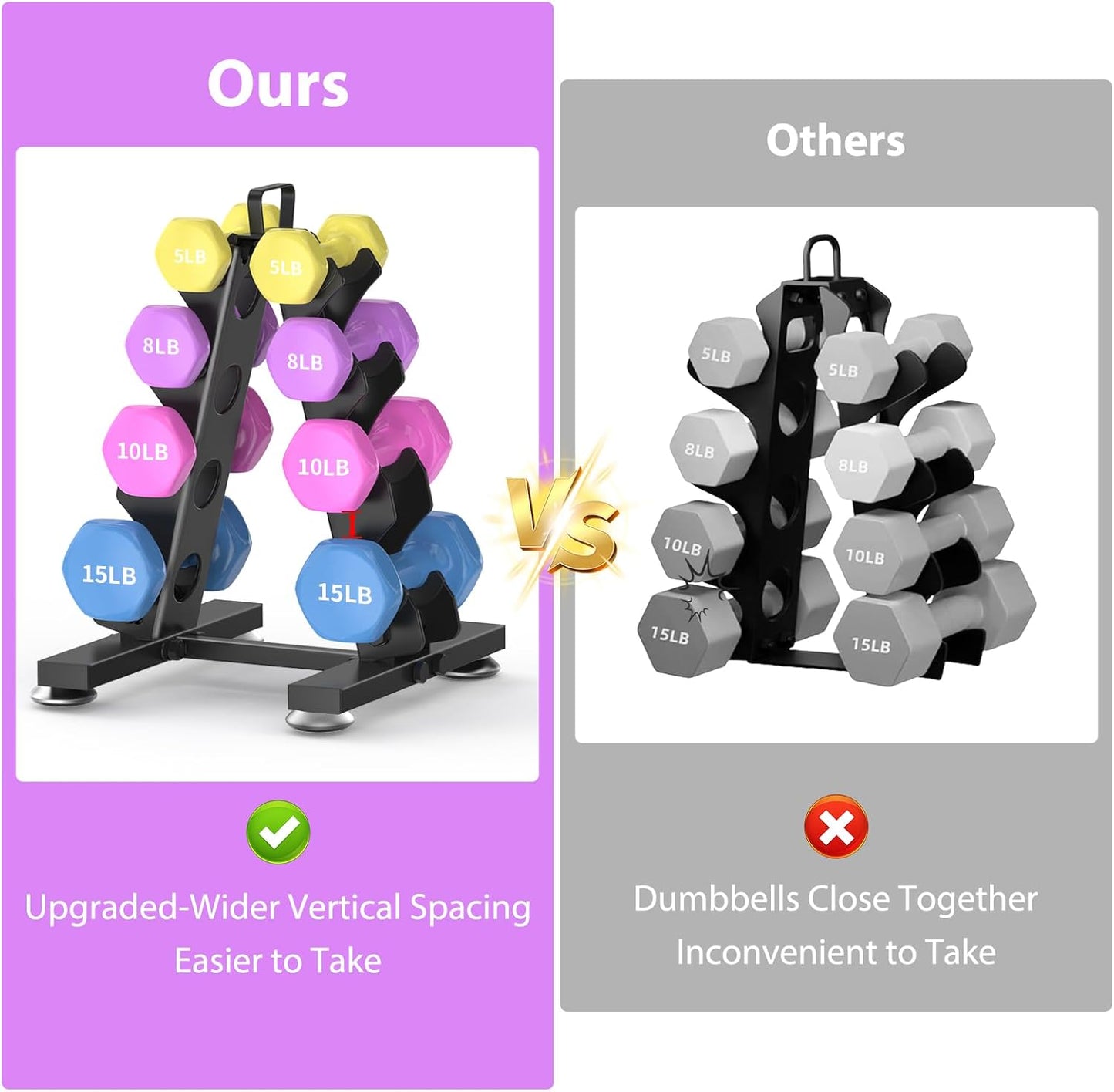 TomCare 6-Tier Dumbbell Rack - Metal A-Frame Weight Storage Stand for Home Gym | Durable & Space-Saving