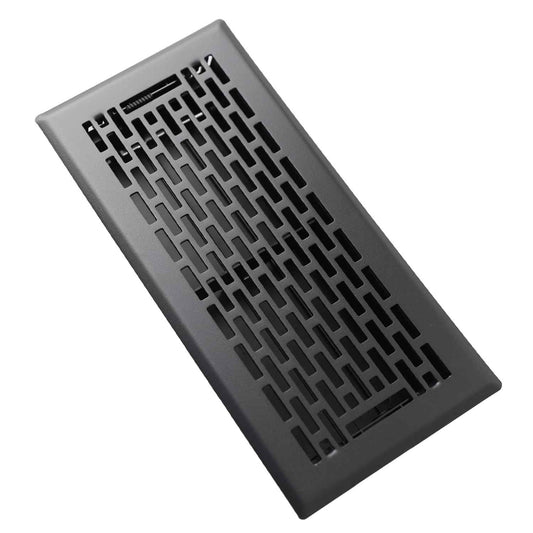 SANYCASA Floor Register 4x10 Inches - Heavy Duty Walkable Steel Floor Vents - Ease Adjust Air Flow Direction Floor Registers - Matte Black Floor Vent Covers - Boston Design Air Vents for Home