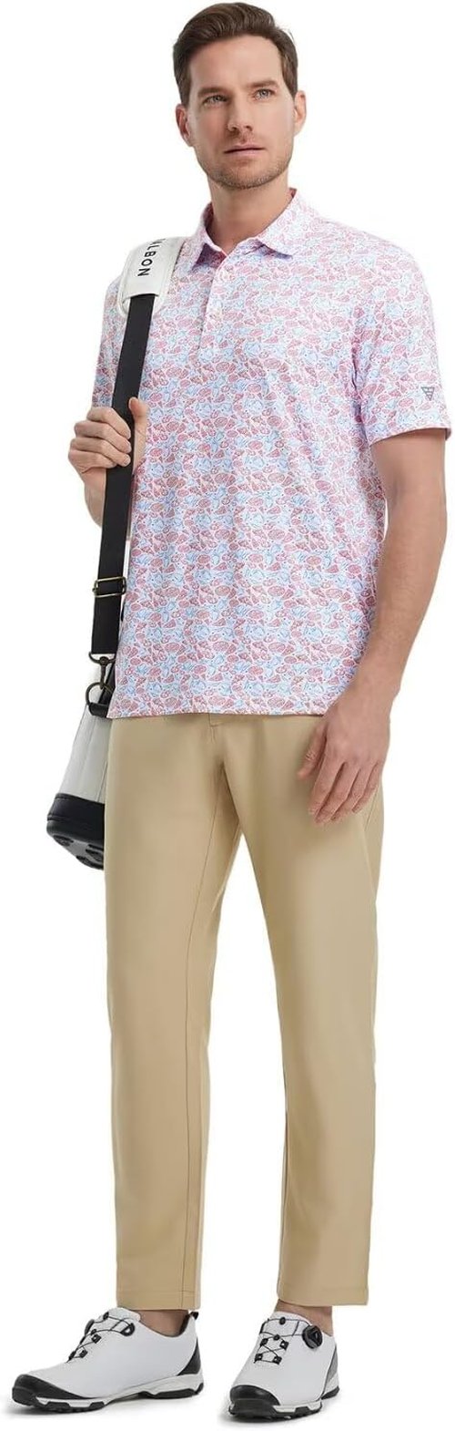 M MAELREG Men's Golf Shirt - Short Sleeve Dry Fit Polo with Moisture-Wicking Performance | Stylish Patterns