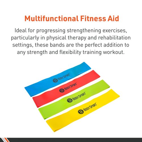 Body Sport Loop Resistance Bands – Exercise Bands for Legs and Hips – Latex Rubber Resistance Loops – Blue – Light Resistance