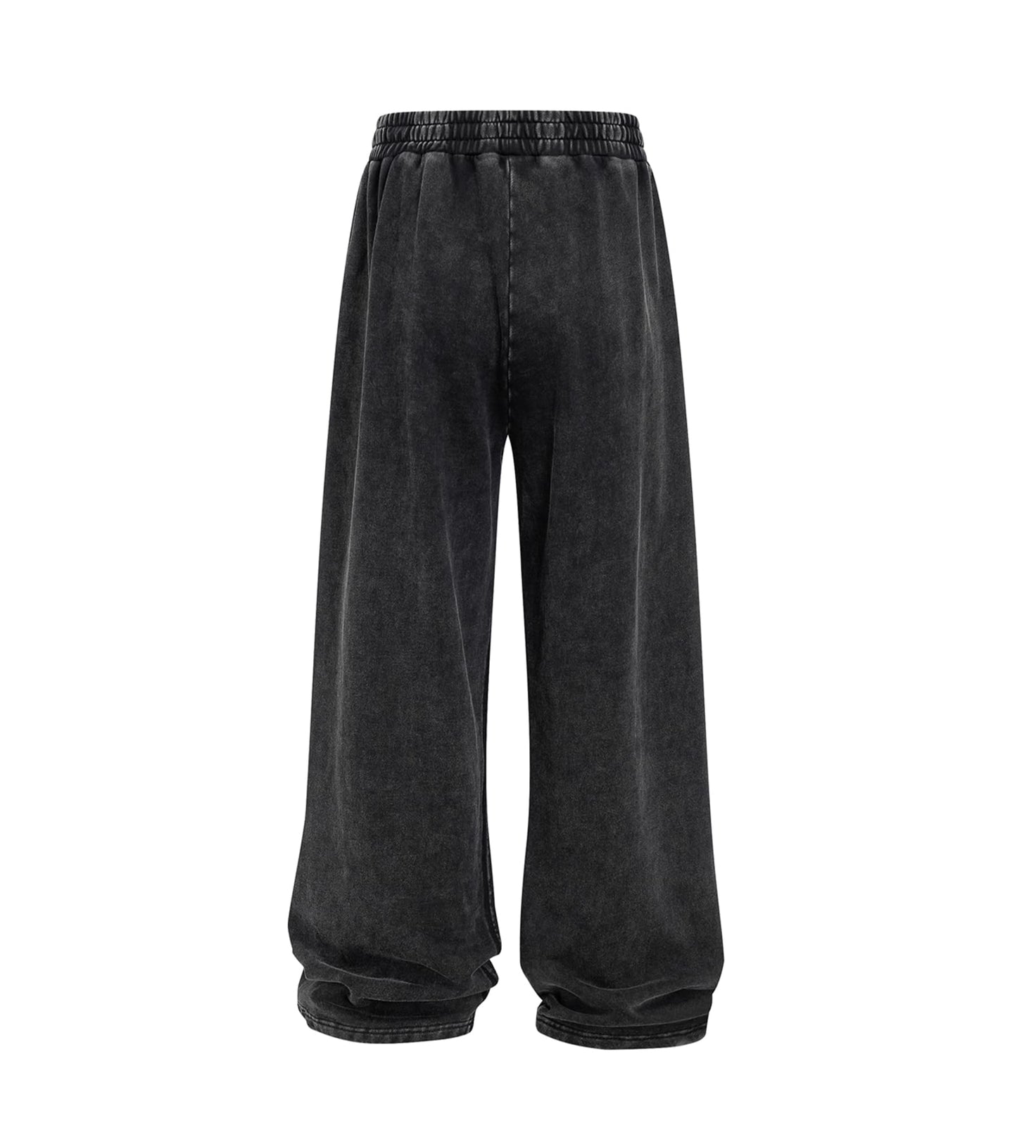 Colorful world Mens Sweatpants Acid Washed Elastic Waist Drawstring Sweat Pants Cotton Baggy Streetwear Pant with Pockets(Black,L)