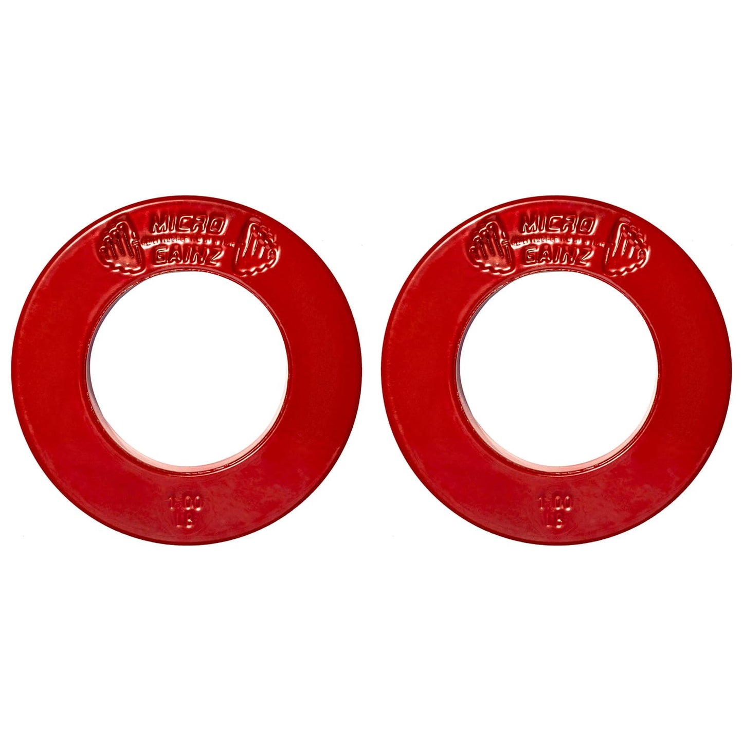 Micro Gainz Calibrated Fractional Weight Plate Set of 2 Plates, Choose Set (.25LB-1.25LB), Designed for Olympic Barbells for Strength Training & Micro Loading Bar Weights, Made in USA (1lb Red)